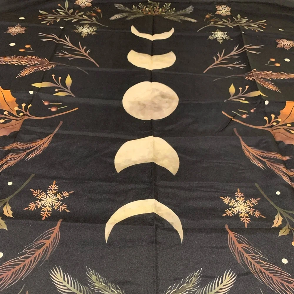 Moon phases tapestry solar eclipse floral fall pine crescent half full lunar
